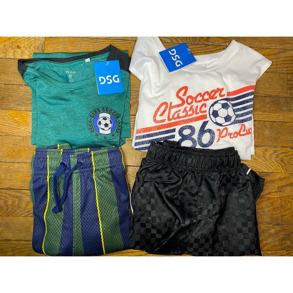 DSG Boys XL Athletic Outfit Bundle NWT Soccer Performance Shirts Shorts Lot 4 Pc